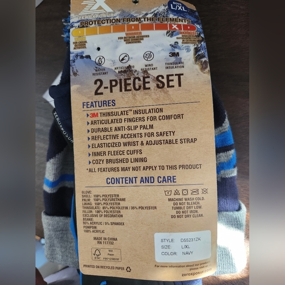 Blue and Gray Winter Gloves - Picture 6 of 6